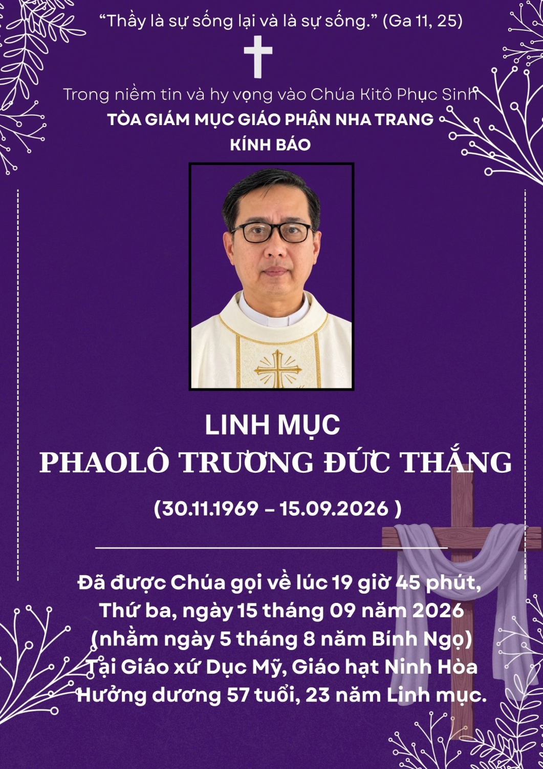 Ai tín: Cha Phaolô Trương Đức Thắng - Quản xứ Gx Dục Mỹ
